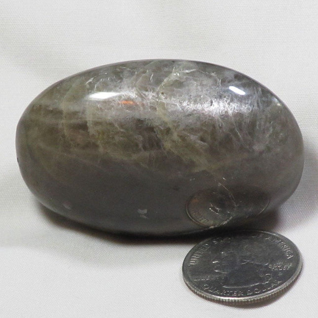 Polished Black Moonstone Palm Stone from Madagascar