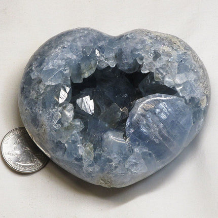 Polished Blue Celestite Heart from Madagascar