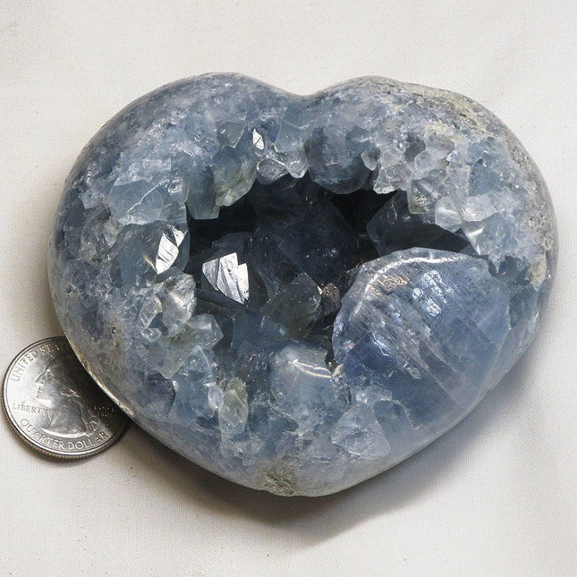 Polished Blue Celestite Heart from Madagascar