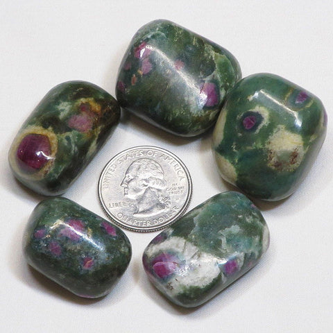 5 Polished Ruby and Fuchsite Pieces from India