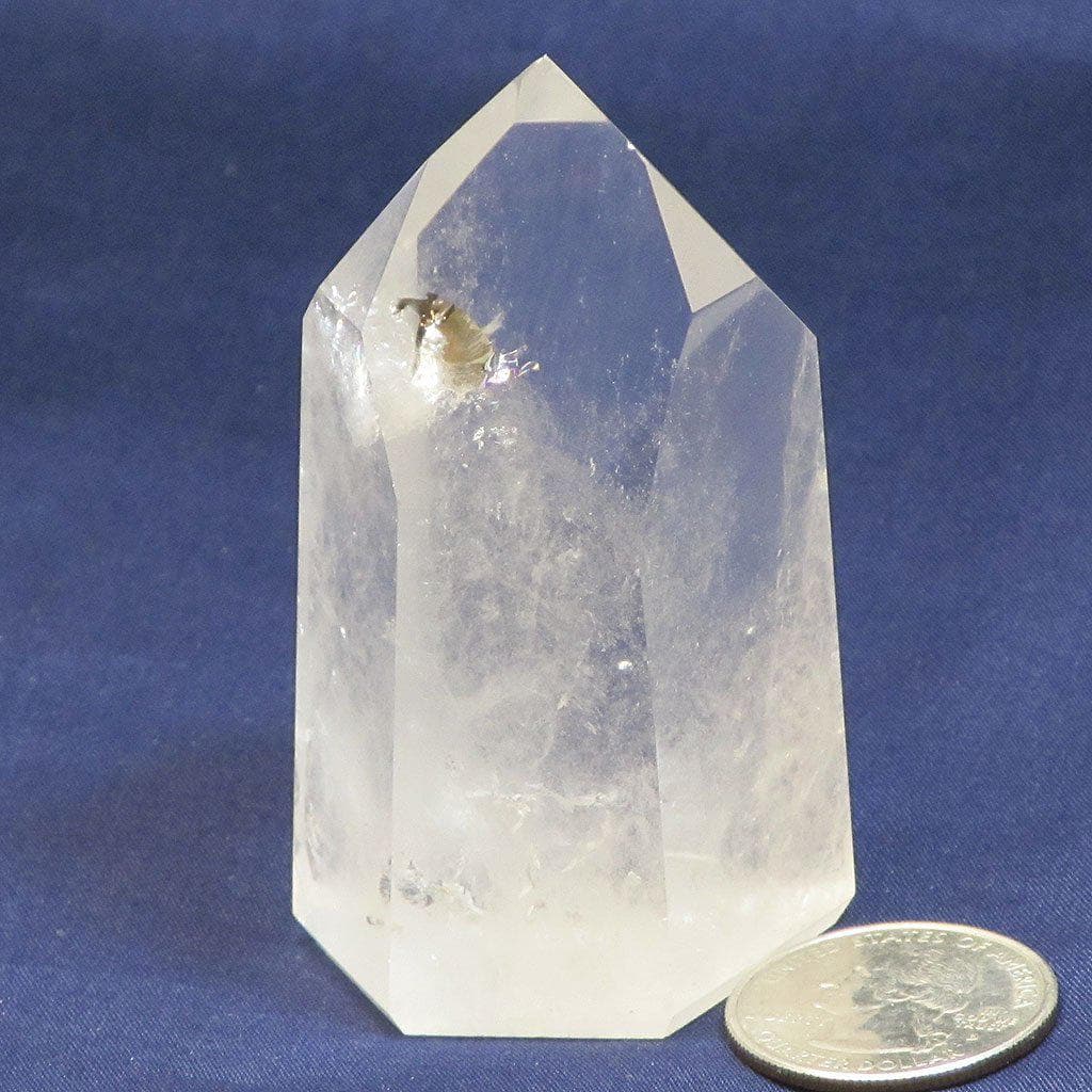 Polished Quartz Crystal Dow Point with Time-Link Activation & Rainbow