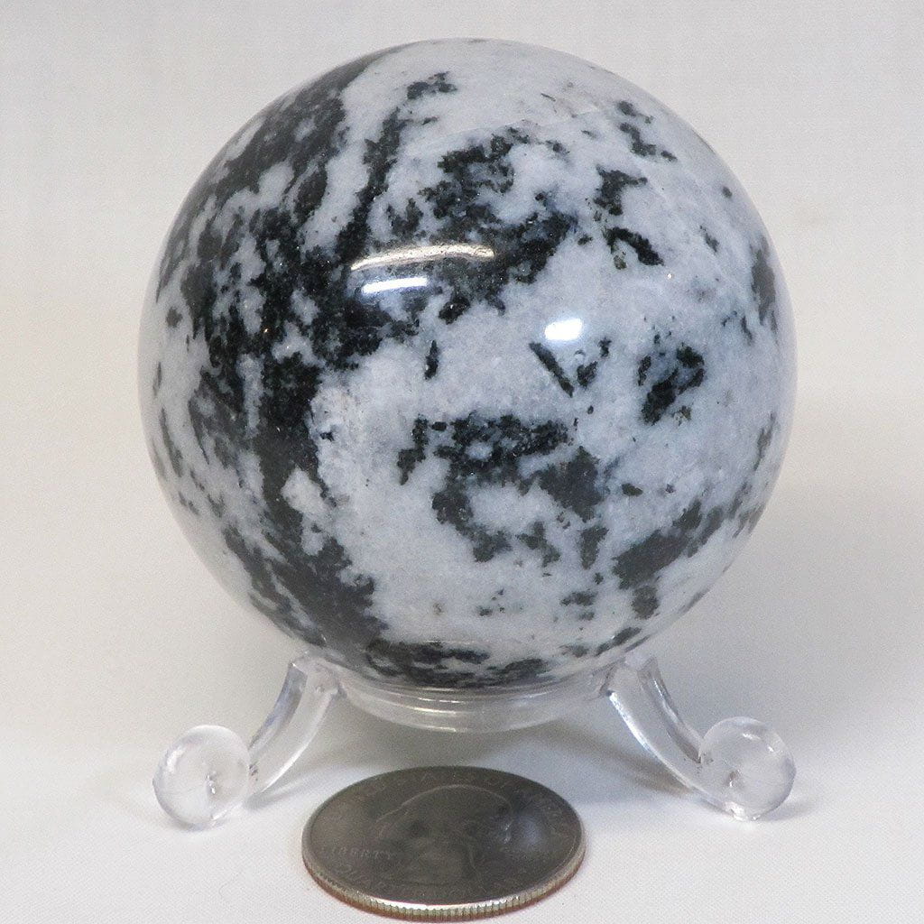 Polished Black Tourmaline in Quartz Sphere Ball from India