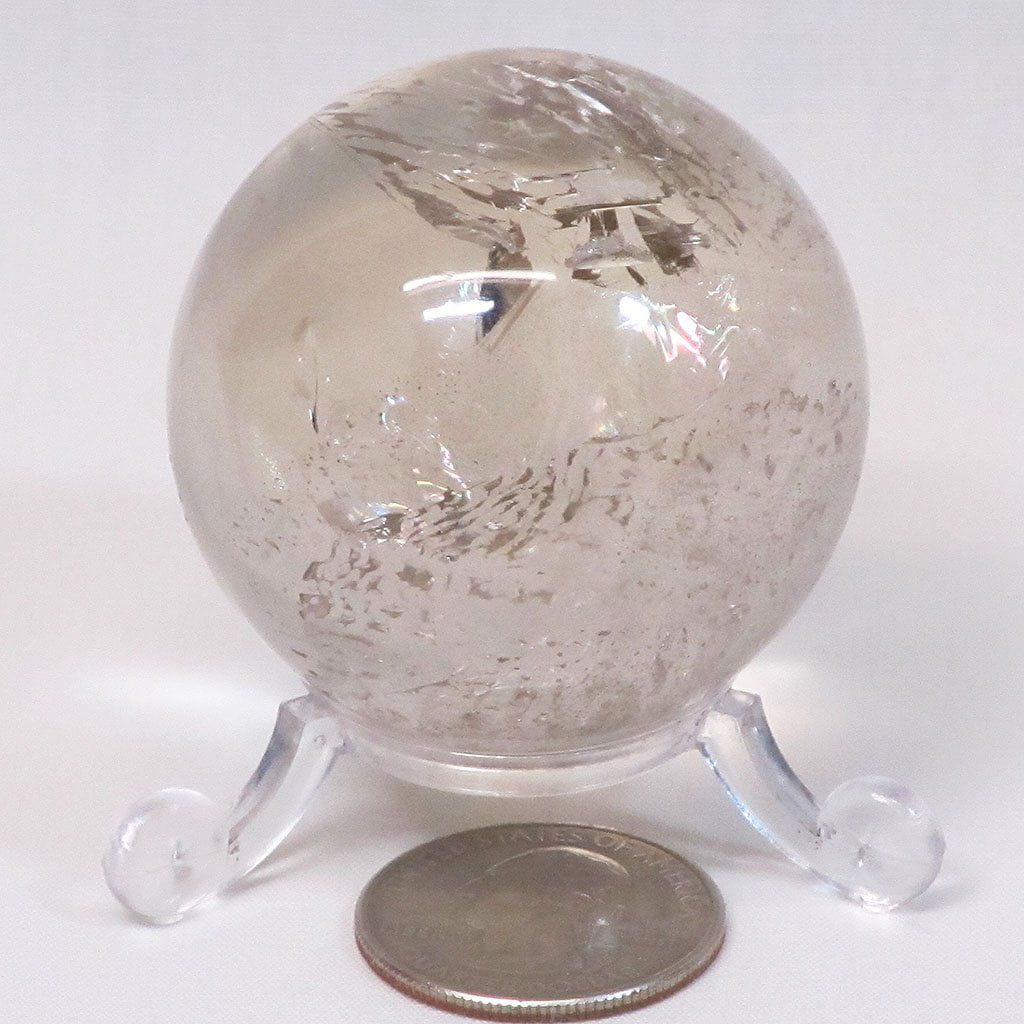 Polished Smoky Quartz Crystal Sphere Ball with Rainbows