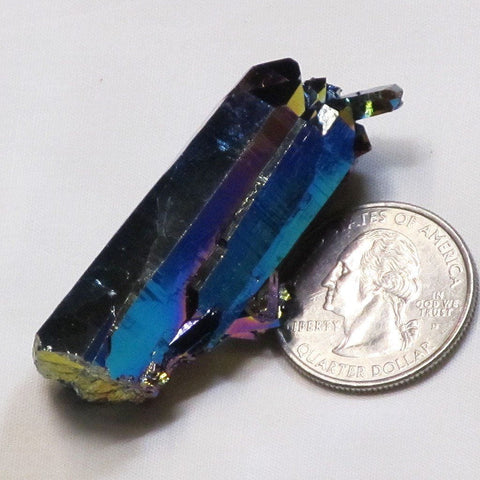 Rainbow Aura Quartz Crystal Point with Penetrators