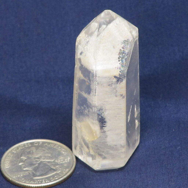 Polished Quartz Crystal Phantom Point with Rainbow from Madagascar