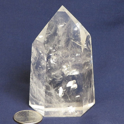 Polished Quartz Crystal Point with Rainbow from Brazil