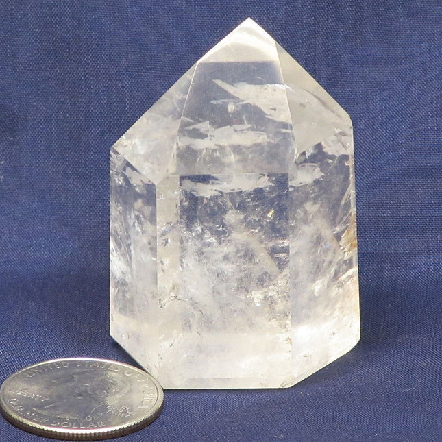 Polished Quartz Crystal Point with Rainbow from Brazil