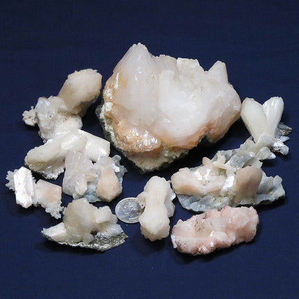 10 Peach Stilbite Specimens from India with 1 Very Large Stilbite