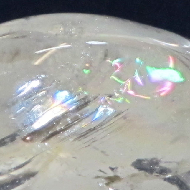 Polished Quartz Crystal Heart with Rainbow from Brazil
