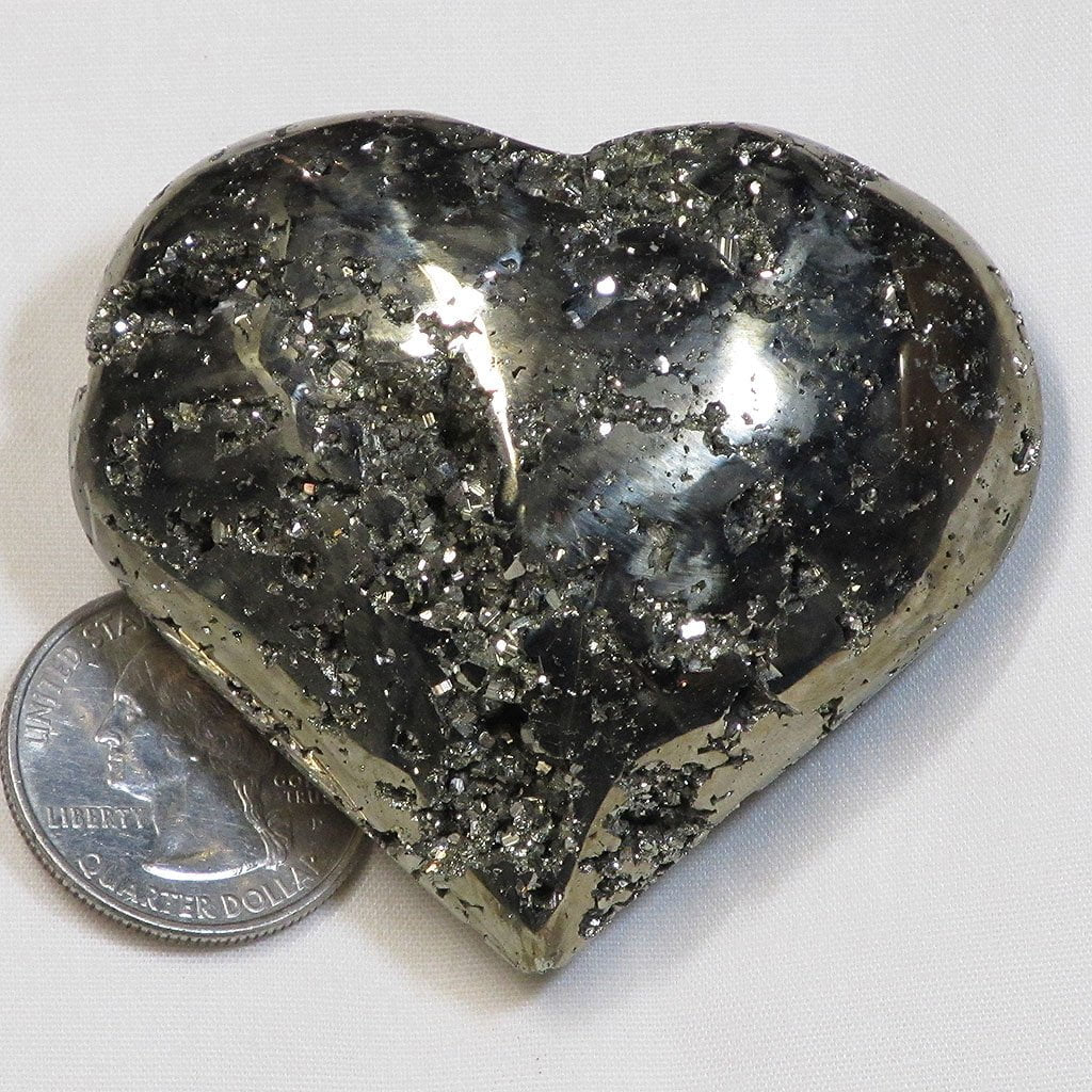 Polished Pyrite Heart from Peru