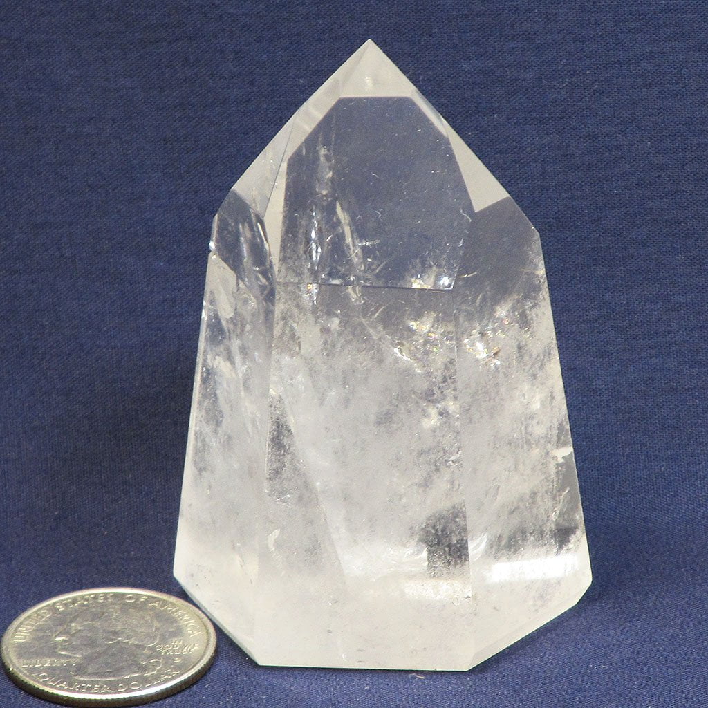 Polished Quartz Crystal Dow Point with Rainbows from Brazil
