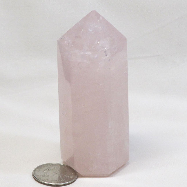 Polished Rose Quartz Crystal Generator Point from Brazil