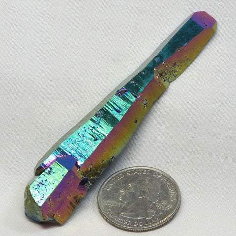 Rainbow or Flame Aura Quartz Crystal Tabby Point