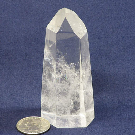 Polished Quartz Crystal Point with Rainbows from Brazil