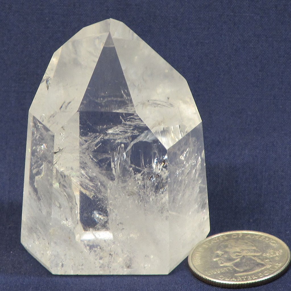 Polished Quartz Crystal Point with Rainbow from Brazil