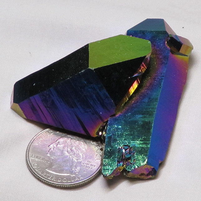 Rainbow or Flame Aura Quartz Crystal Cluster