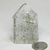 Polished Quartz Crystal Point with Included Chlorite & Rainbow