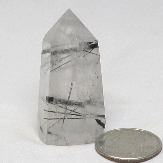 Polished Black Tourmaline in Quartz Point from Brazil