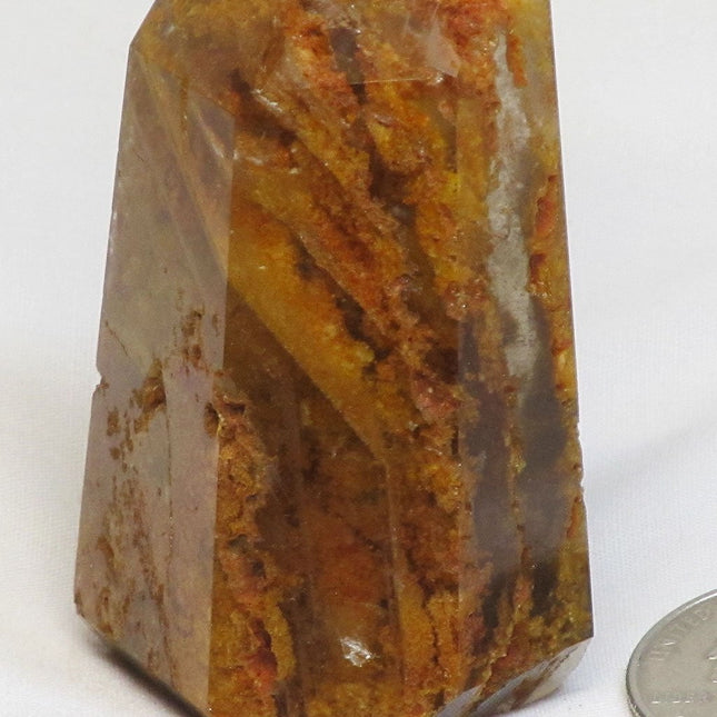 Polished Lodolite Quartz Crystal Point from Brazil