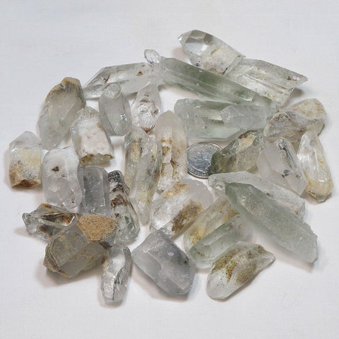 31 Chlorite Included Quartz Crystal Points from Brazil