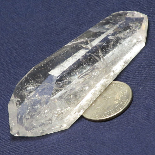 Polished Quartz Crystal Double Terminated Tabby Point with Rainbows
