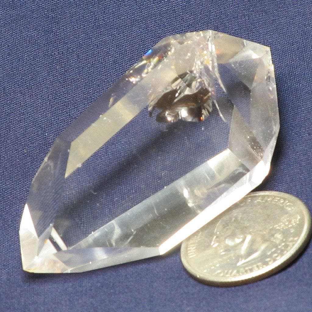 Polished Quartz Crystal Double Terminated Point with Rainbow