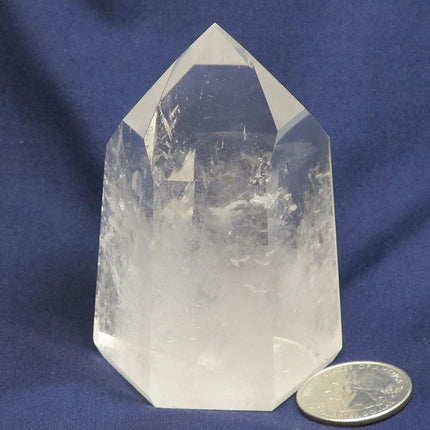 Polished Quartz Crystal Dow Point with Rainbows from Brazil