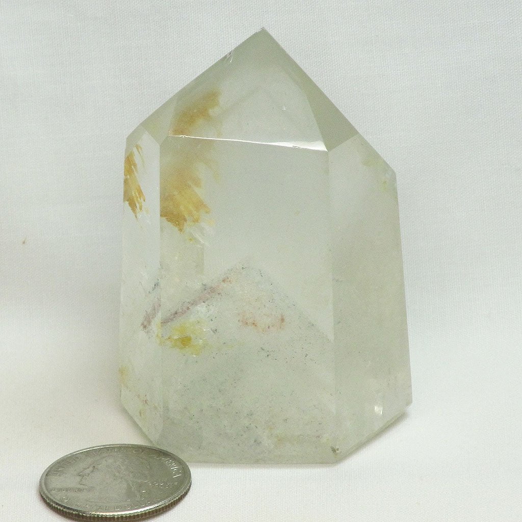 Polished Quartz Crystal Point with Phantoms from Brazil