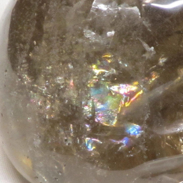 Carved Smoky Quartz Crystal Skull with Rainbow from Brazil