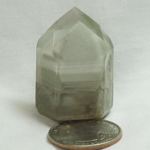 Polished Light Colored Smoky Quartz Crystal Point with Phantoms