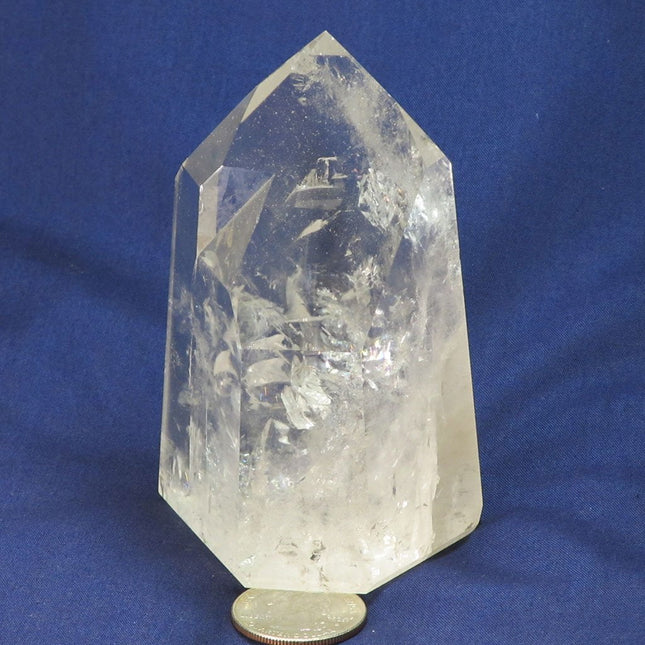 Polished Light Colored Smoky Quartz Crystal Point with Rainbows