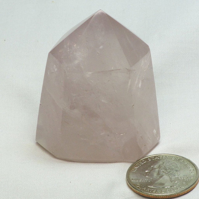 Polished Rose Quartz Crystal Tabby Point from Brazil
