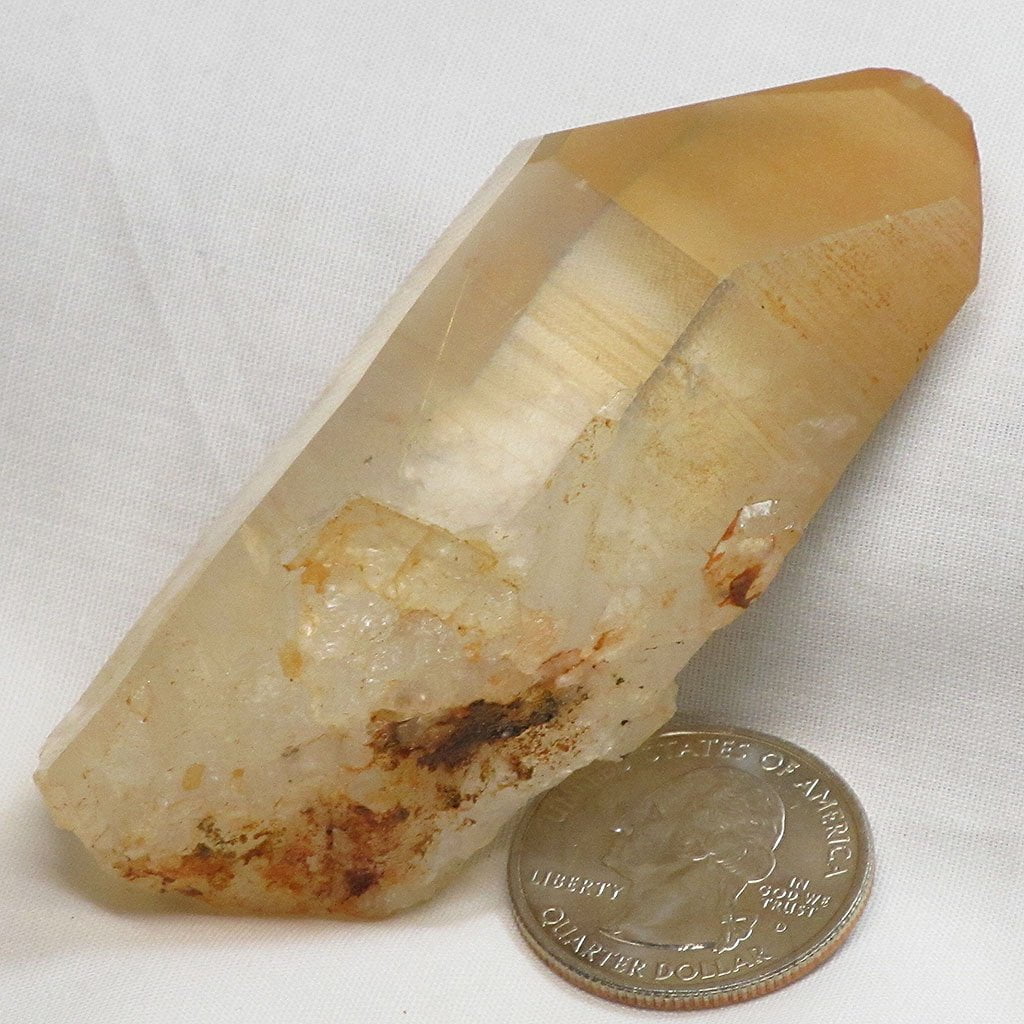 Tangerine Quartz Crystal Point with Time-Link Activation from Brazil