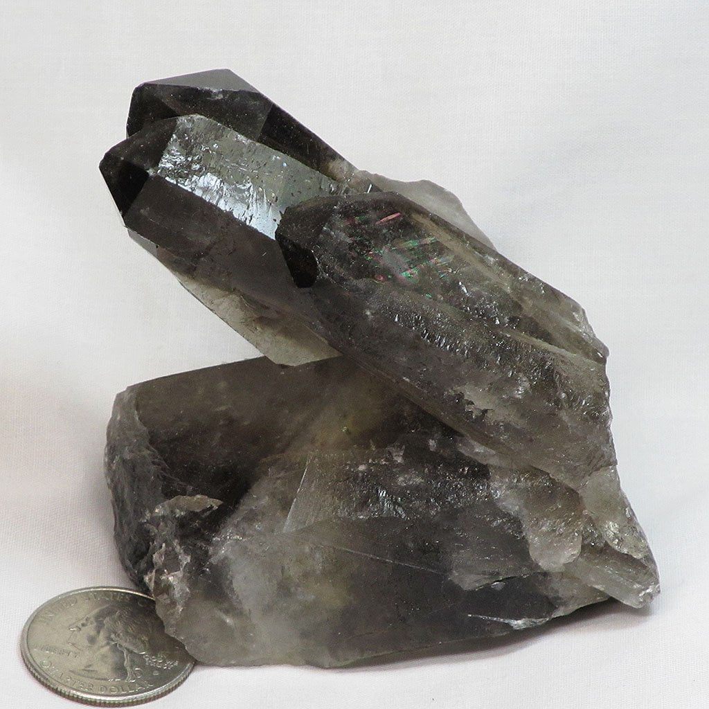 Smoky Quartz Crystal Cluster with Rainbow from Brazil