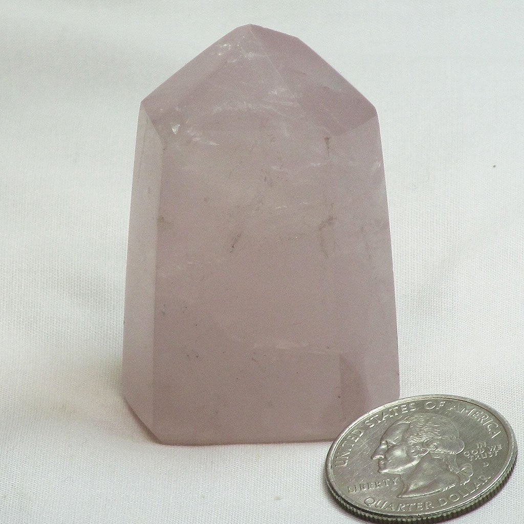 Polished Rose Quartz Crystal Tabby Point from Brazil
