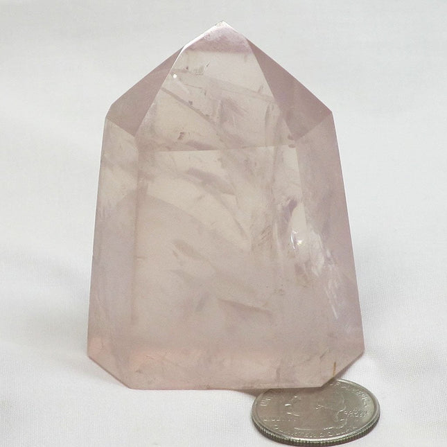 Polished Rose Quartz Crystal Tabby Point from Brazil