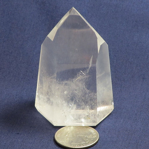 Polished Clear Quartz Crystal Channeling Point from Brazil