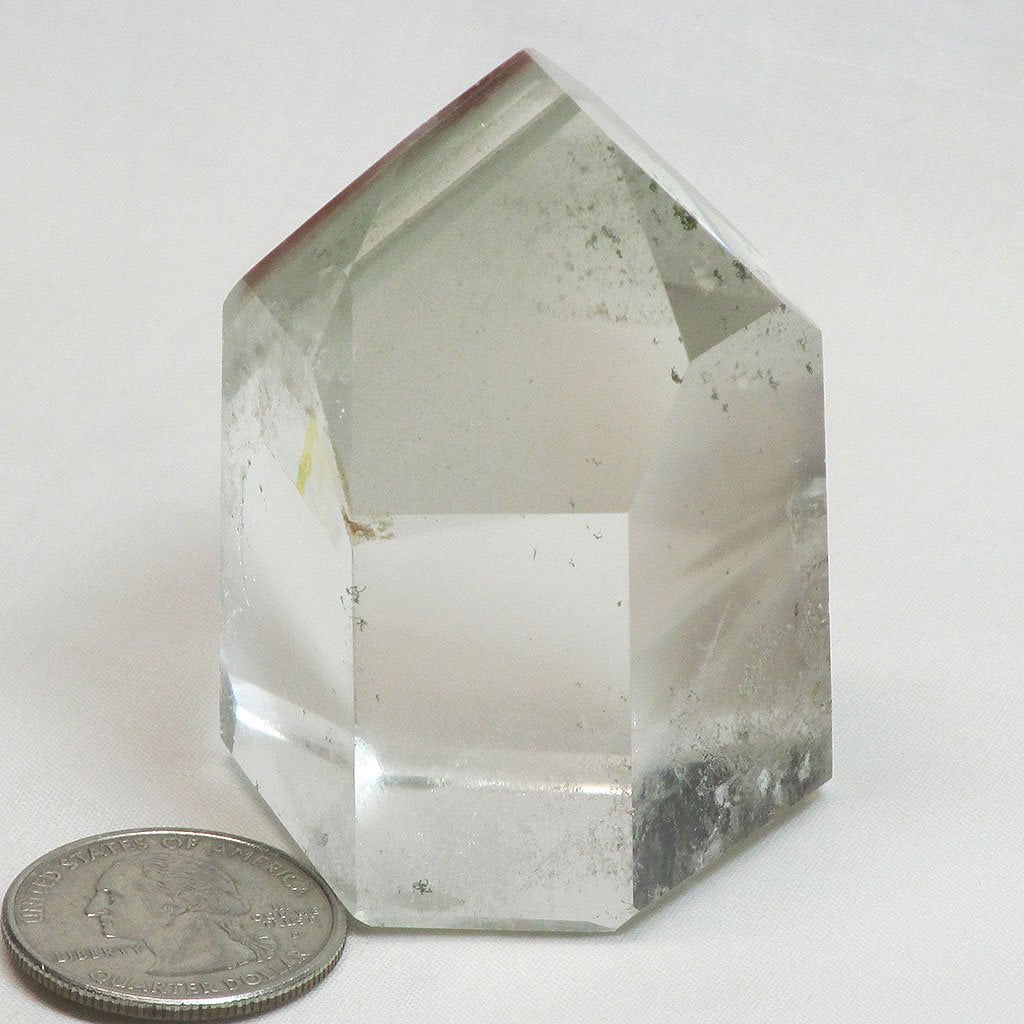 Polished Smoky Quartz Crystal Point with Green Chlorite Phantoms
