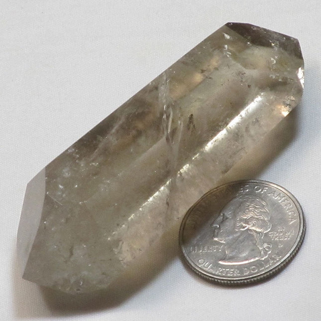 Polished Smoky Quartz Crystal Double Terminated Point w/ Tiny Rainbows