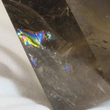 Polished Smoky Quartz Crystal Point with Time-Link & Rainbow
