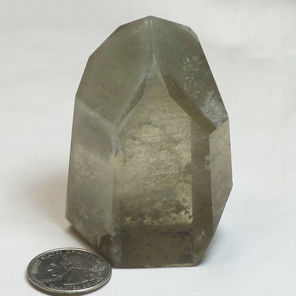 Polished Smoky Citrine Quartz Crystal Point with Phantoms