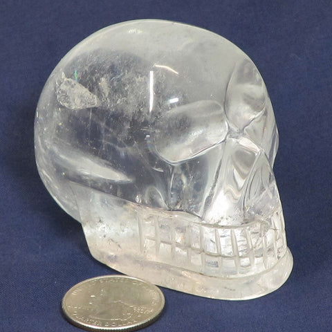 Carved Clear Quartz Crystal Skull with Rainbows
