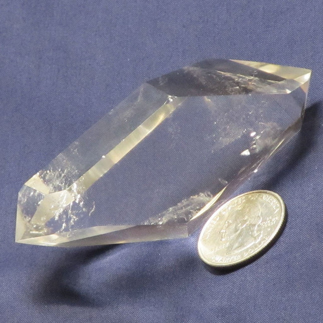 Polished Quartz Crystal Double Terminated Point with a Rainbow