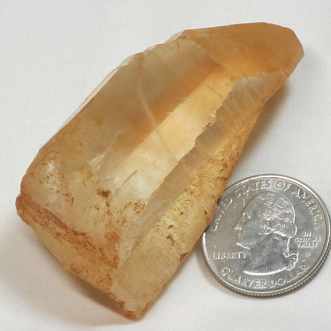 Tangerine Quartz Crystal Point from Brazil with a Rainbow