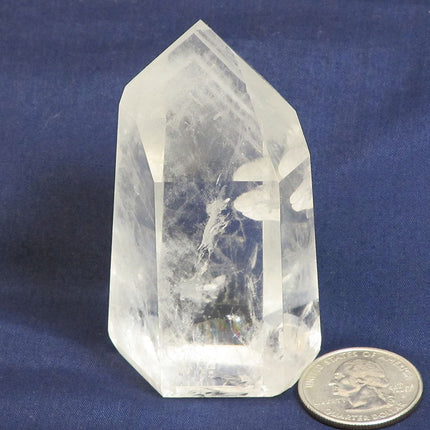 Polished Clear Quartz Crystal Point with Phantoms & Rainbows