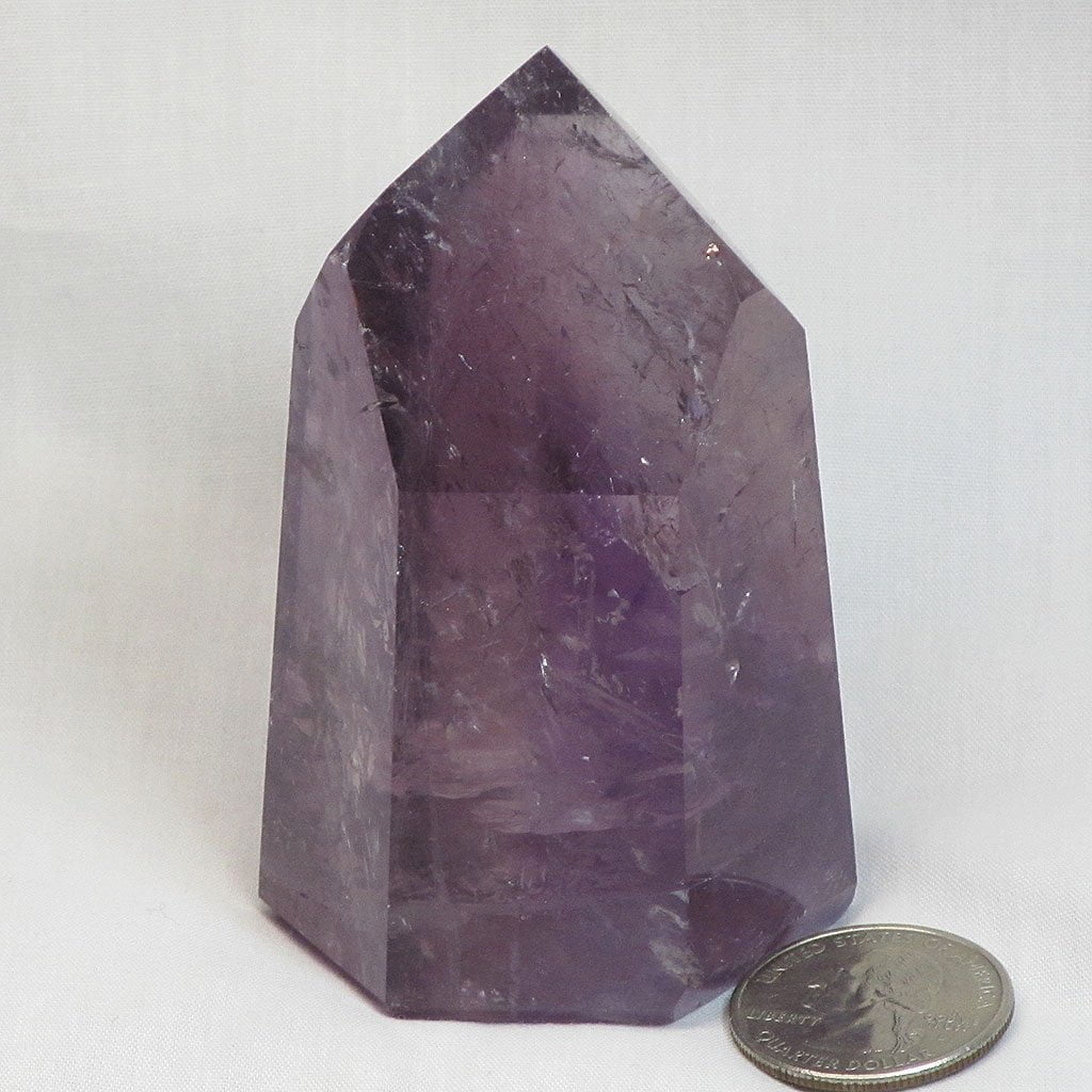 Polished Amethyst Channeler Point with Rainbows