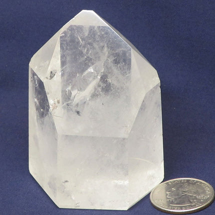 Polished Clear Quartz Crystal Grounding Point with Rainbows