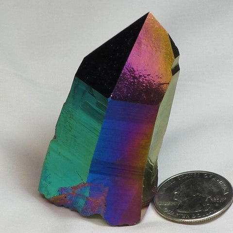 Rainbow Aura Quartz Crystal Point with Window Activation