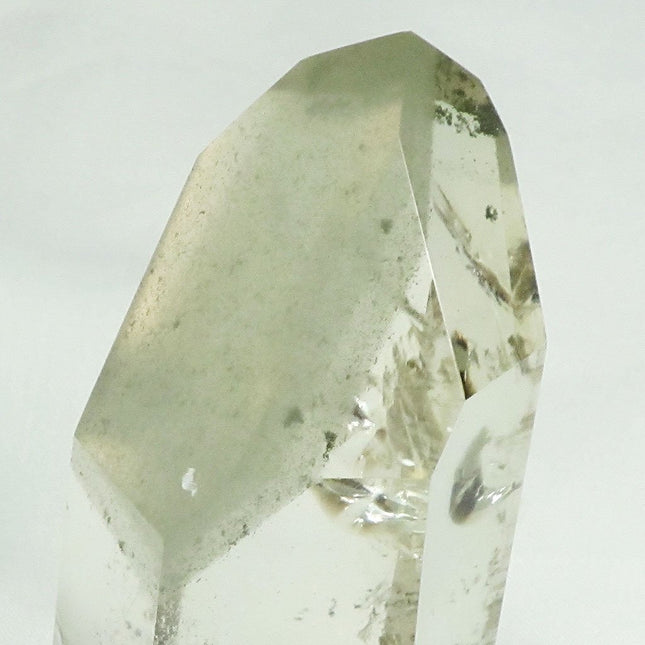 Polished Quartz Crystal Point w/ Limonite & Chlorite Phantom