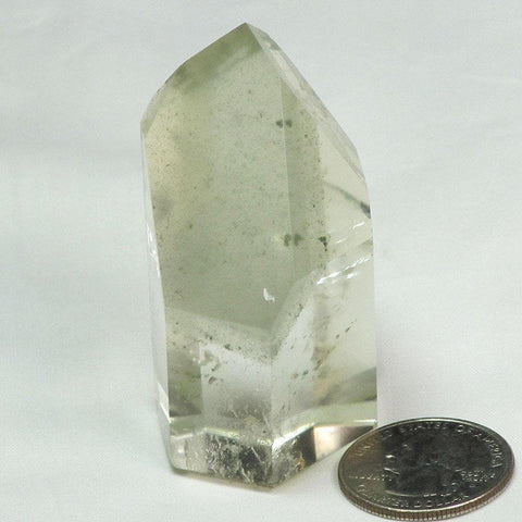 Polished Quartz Crystal Point w/ Limonite & Chlorite Phantom